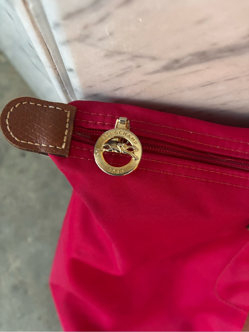 Quiet Luxury Longchamp Le Pliage Large French Nylon Folding Red Tote Bag - Picture 5 of 12
